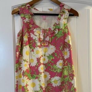 Lilly Pulitzer silk blend ruffle tank pink